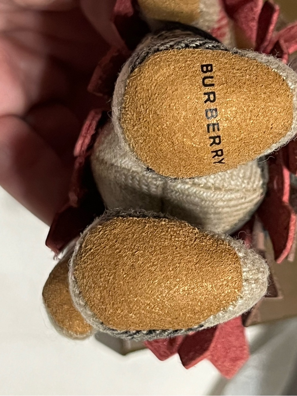 Burberry Burgundy, Tan and Black Plush Bear Bag Charm with Gold Hardware - Picture 3 of 5